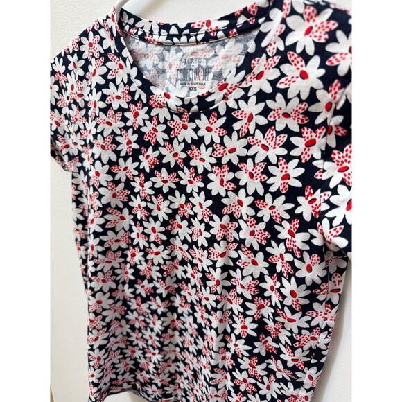 J.Crew Collector Tee XXS Floral Print Cotton Navy/White/Red Short Sleeve Womens - Picture 2 of 3
